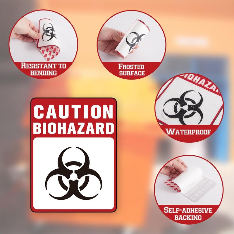 LUHIMO Biohazard Stickers Sign，Self-Adhesive Waterproof Durable Biohazard Warning Hazard Labels, Toxic Waste Sticker for Labs Hospitals and Industrial Use Universal Biohazard Symbol 5.1" x 3.9" - Image 3